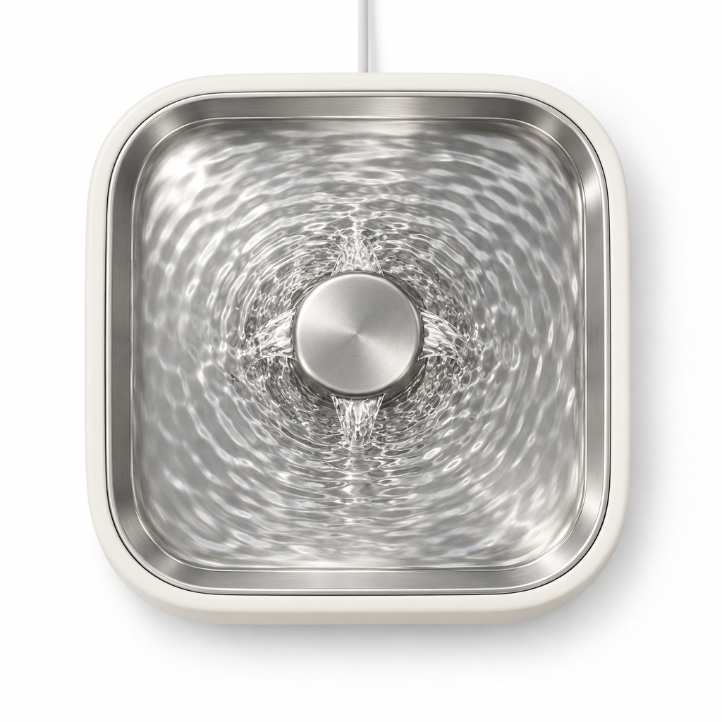 Rill Fountain 3.5 L in Chalk, top view