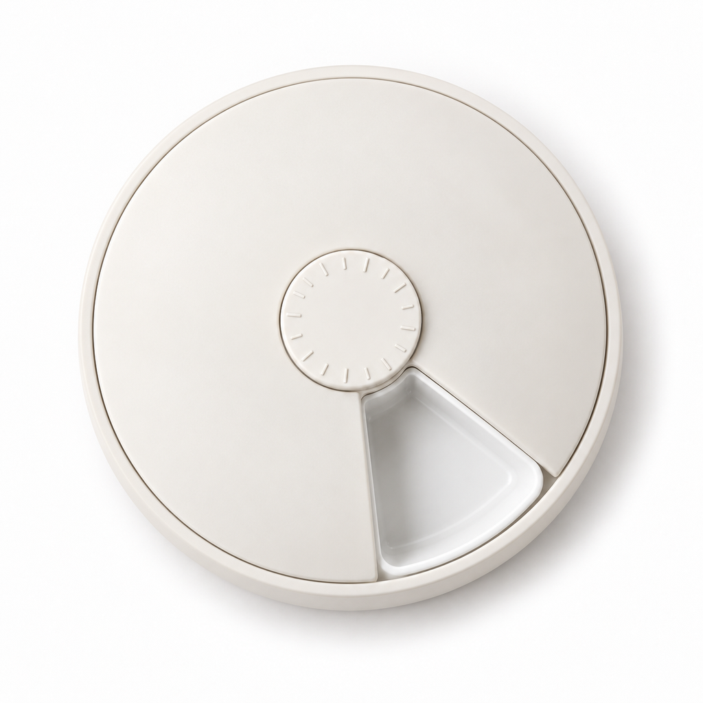 Tally Wet Feeder 4-Meal in Chalk, top view
